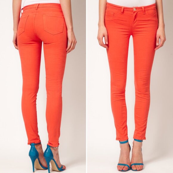 J. Brand Skinny Leg Jean Size 24 Tangerine Coral Orange Mid-rise 811k120 - Picture 3 of 10